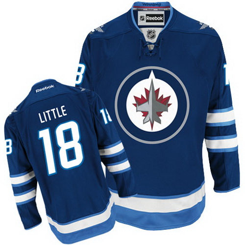 Designer Winnipeg Jets 18 Bryan Little Blue NHL Hockey Jersey